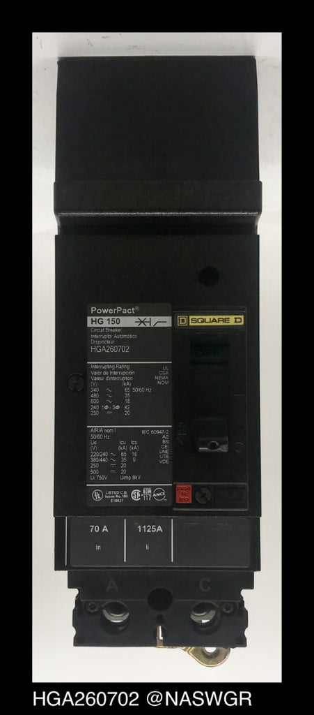 Square D Hga260702 Molded Case Circuit Breaker ~ 70 Amp — North 