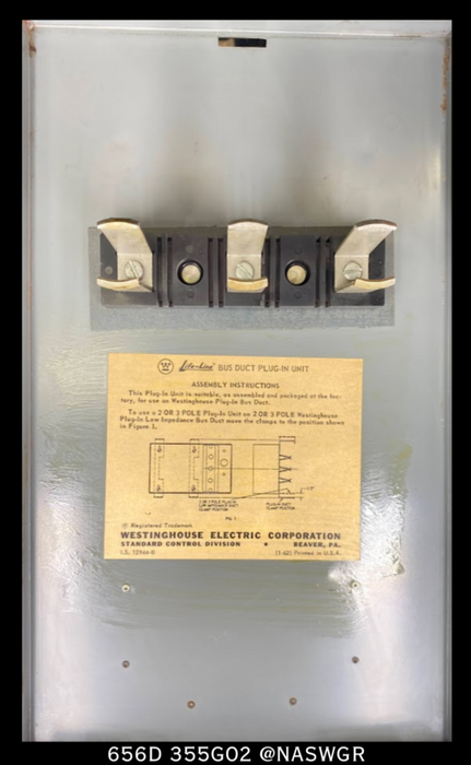 Westinghouse 656D355G02 Fusible Cover Operated Bus Plug - 30A/240V