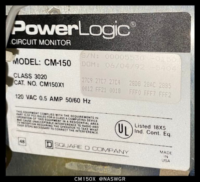 Square D CM150X1 Power Logic Circuit Monitor