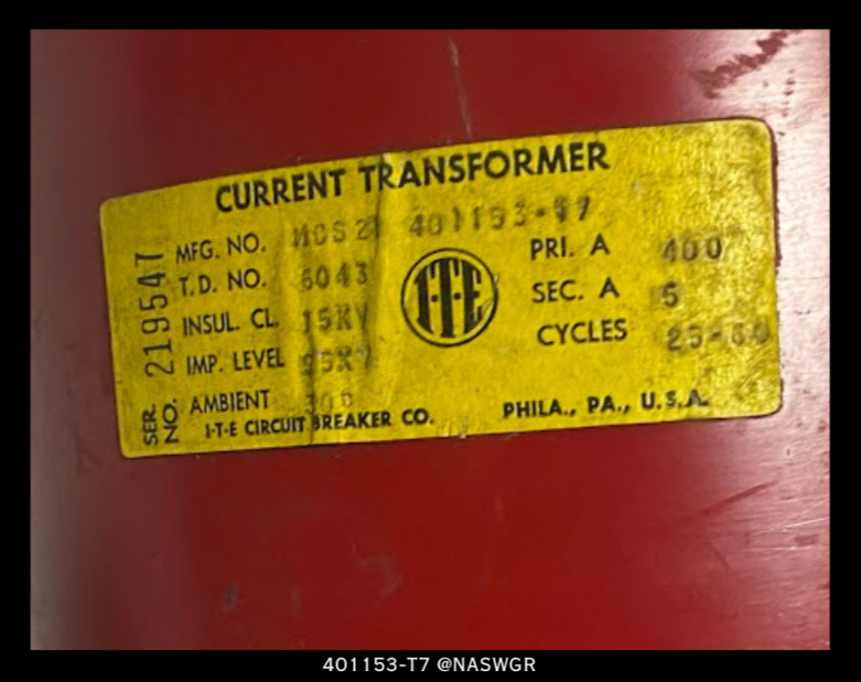 ITE MCS-21 401153-T7 Current Transformer - 400:5 Amp