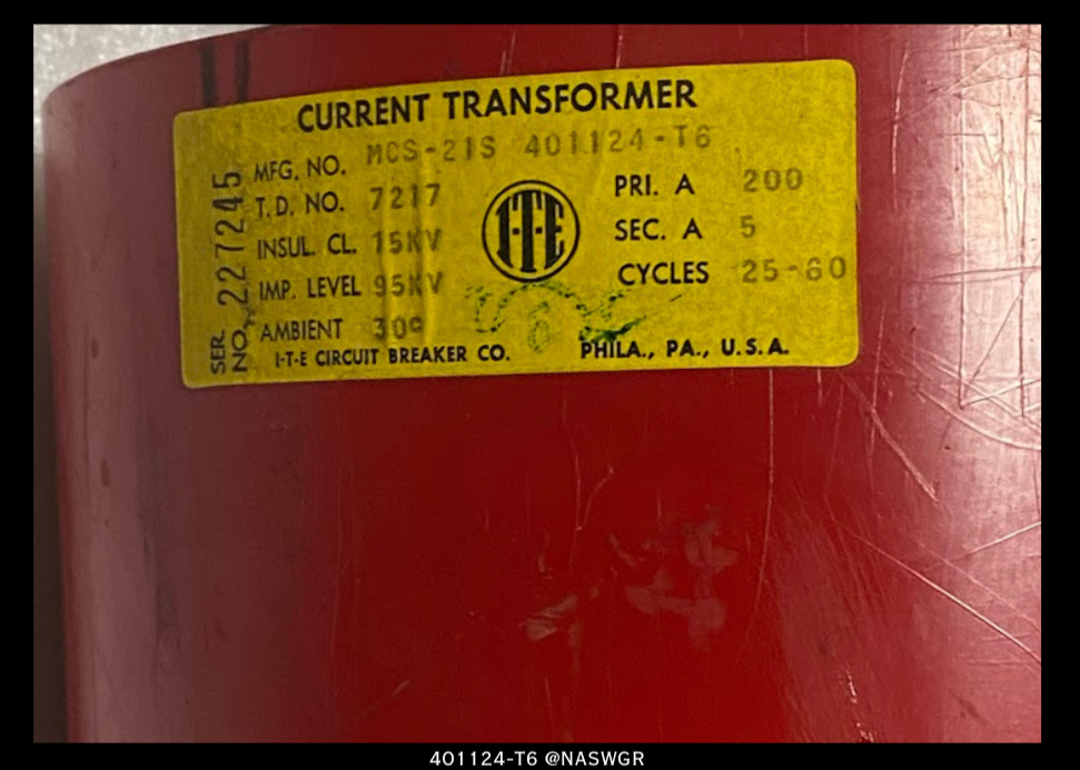 ITE MCS-21S 401124-T6 Current Transformer - 200:5 Amp