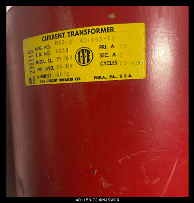 ITE MCS-21 401153-T2 Current Transformer - 75:5 Amp