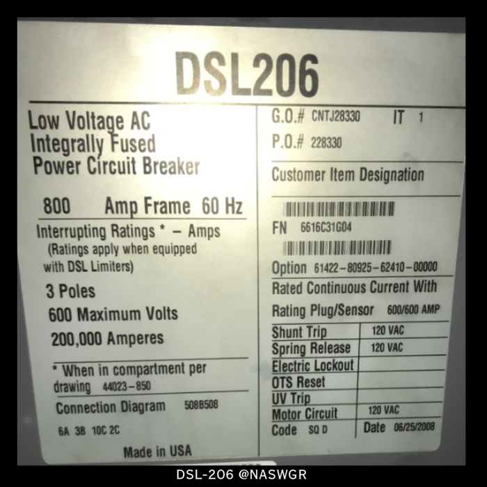 Square D Power Zone III / DS Switchgear 1600 Amps/ 480/277V