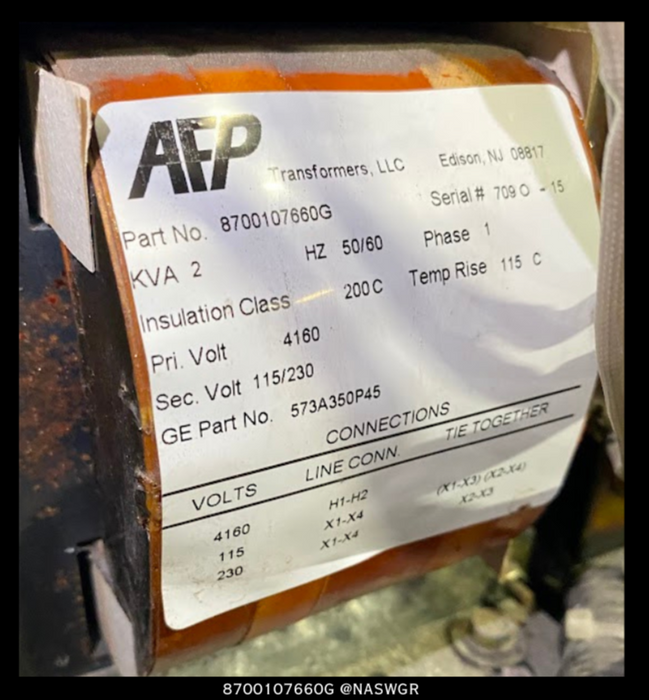 AFP Transformers, LLC. 8700107660G / 573A350P45 Potential Transformer - 4160:115/230v