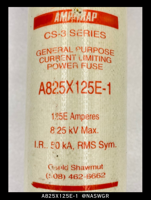 Gould Shawmut CS-3, A825X125E-1 Double Barrel Fuse - 125E Amp/8.25kV