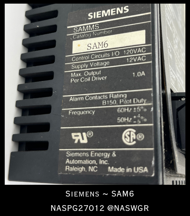 SAM6 - Siemens SAM6 - SAMMS-MVE ELECTRONIC OVERLOAD DEVICE