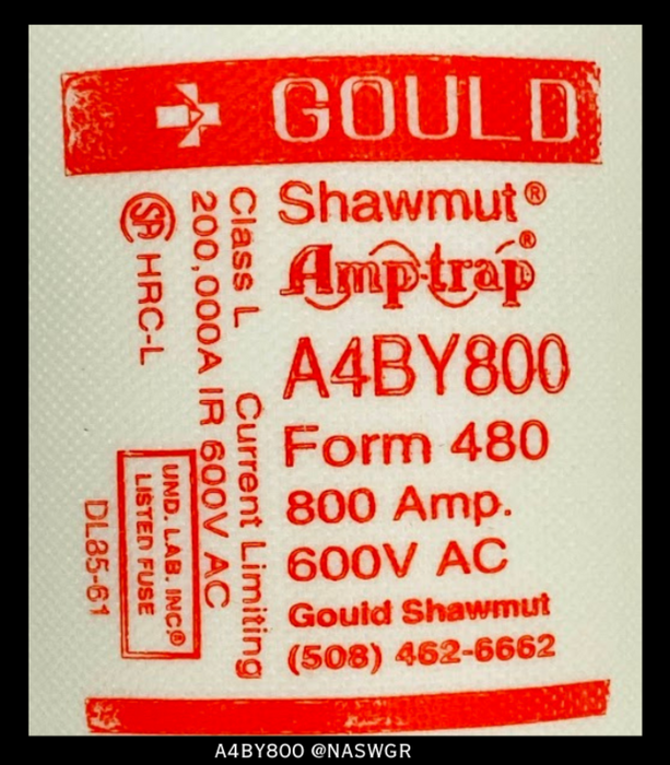 GOULD SHAWMUT A4BY800 Fuse - 800A/600V - Unused