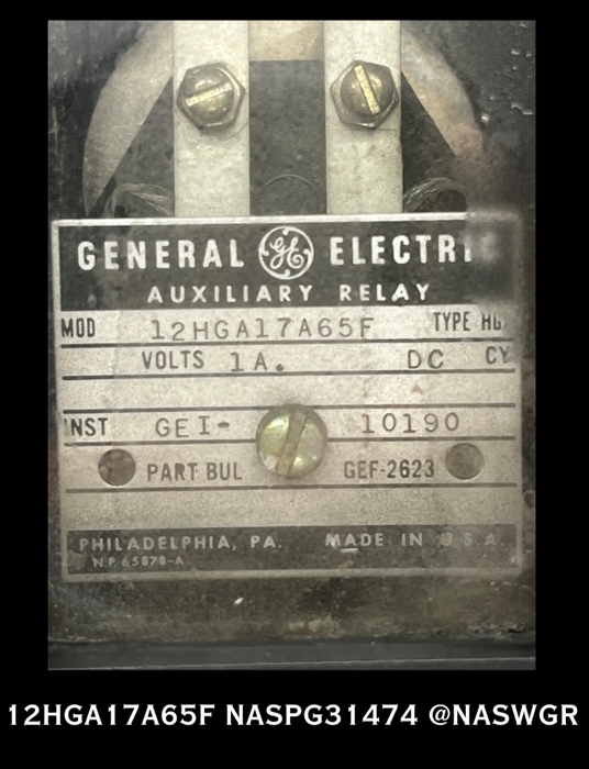 12HGA17A65F ~ GE 12HGA17A65F HGA AUXILIARY RELAY