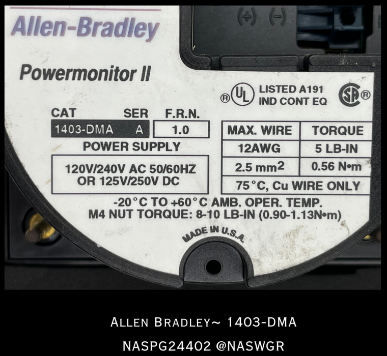 1403-DMA ~ Allen Bradley 1403-DMA Power Monitor II