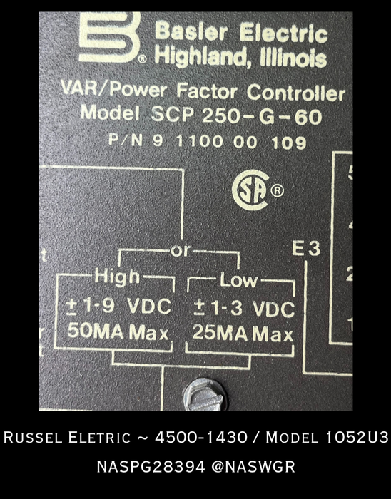 4500-1430 ~ RUSSELECTRIC 1052U3 Sync Check Relay