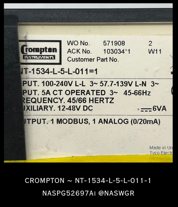 INT-1534-L-5-L-011-1 ~ Crompton INT-1534-L-5-L-011-1 Integra 1530 Relay