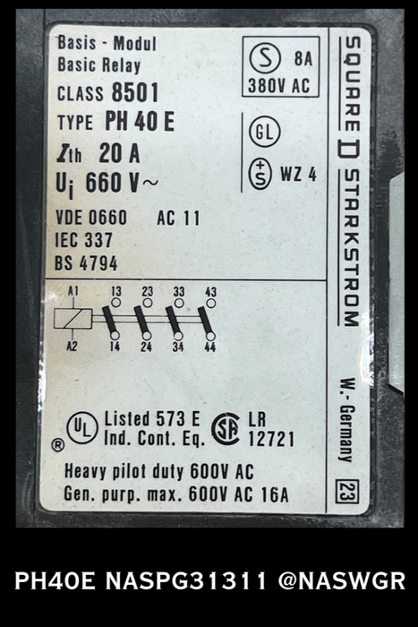 PH40E - SQUARE D - PH40E RELAY