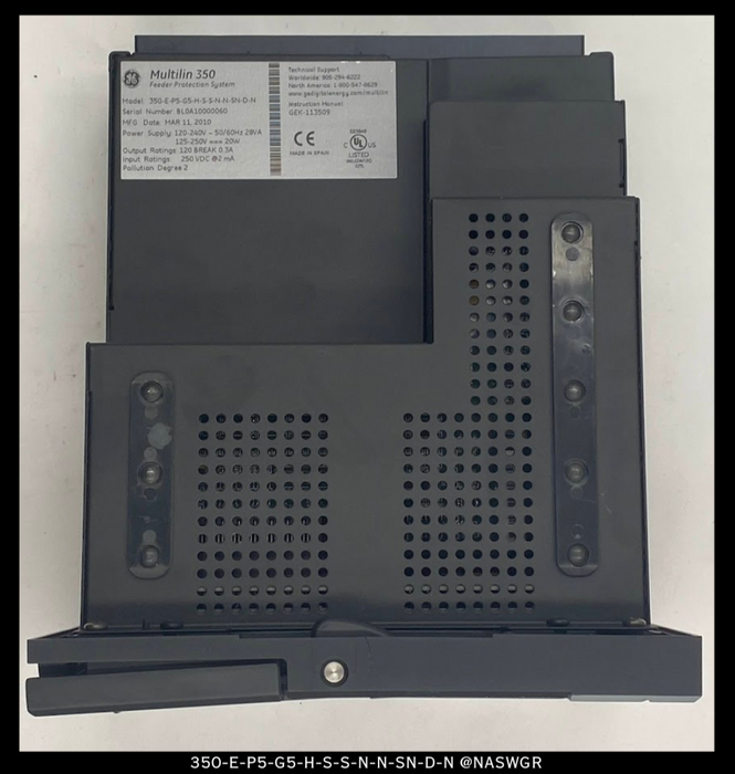 General Electric Multilin 350-E-P5-G5-H-S-S-N-N-SN-D-N Protection Relay