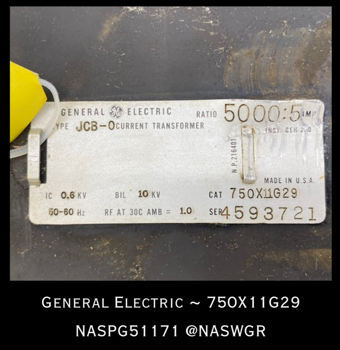 General Electric JCB-0, 750X11G29 Current Transformer - 5000:5 Amp