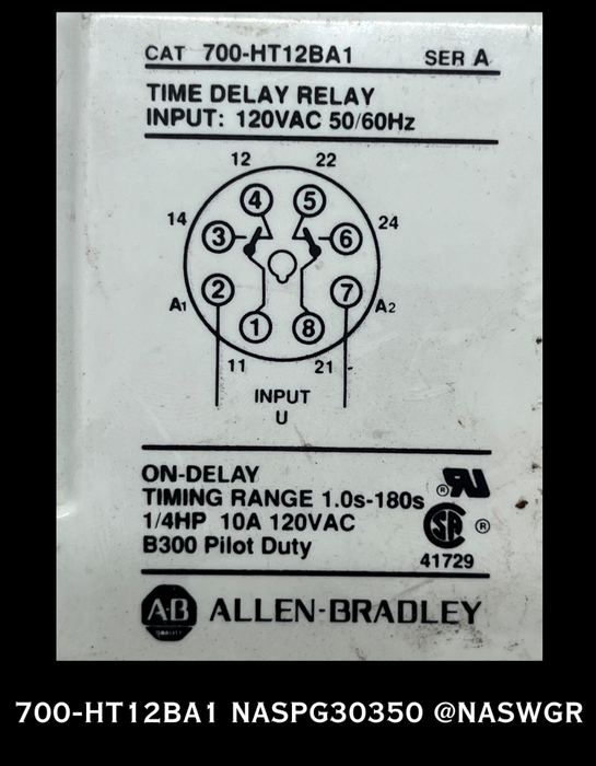 700-HT12BA1 ~ Allen Bradley 700-HT12BA1 94H35 TIME DELAY RELAY