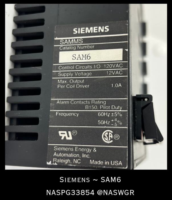 SAM6 ~ Siemens SAM6 SAMMA-MVE Relay