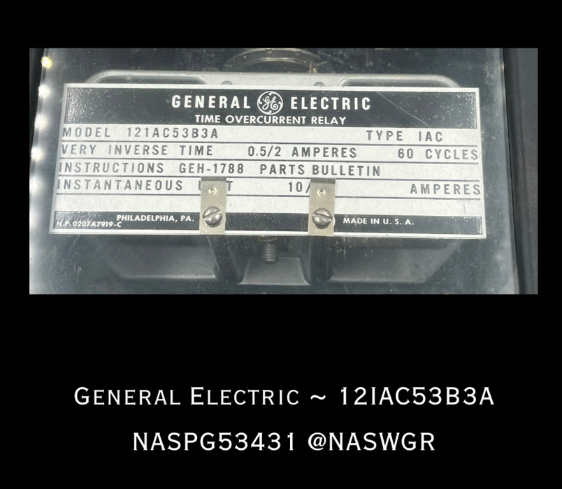 General Electric 12IAC53B3A Overcurrent Relay - 0.5/2 Amp