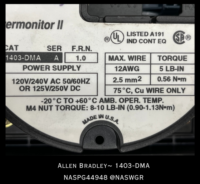 1403-DMA ~ Allen Bradley 1403-DMA Power Monitor II Display