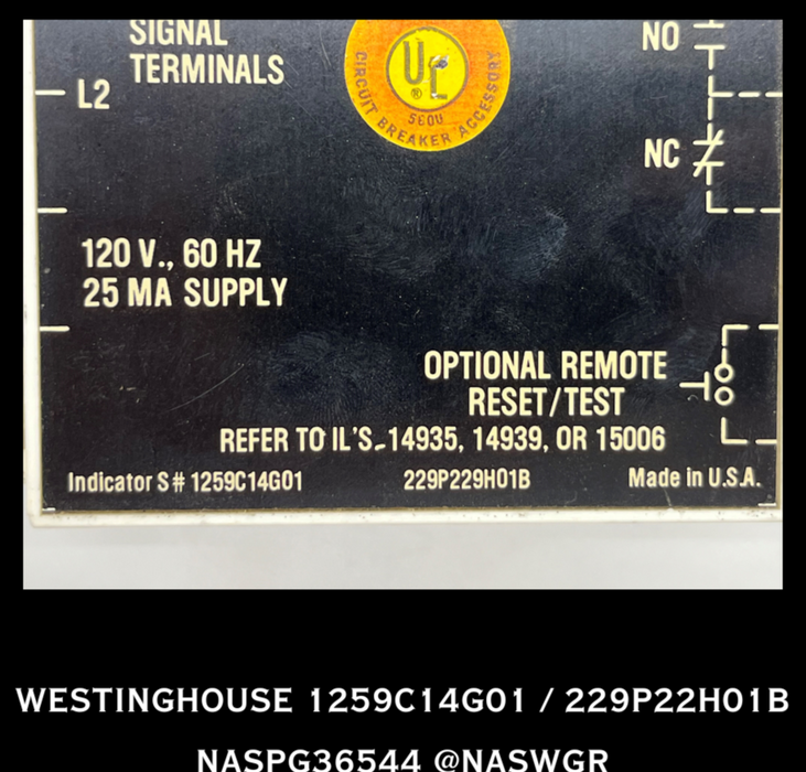 1259C14G01 / 229P22H01B - WESTINGHOUSE - SELTRONIC GROUND FAULT INDICATOR