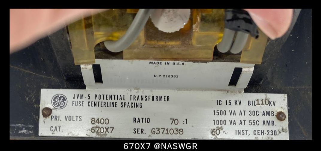 GE JVM-5, 670X7 Potential Transformer - 70:1