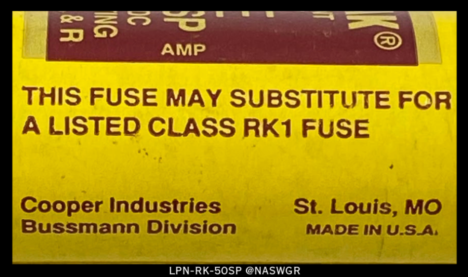 Cooper Bussman LPN-RK-50SP Fuse - 50A/250V - Unused