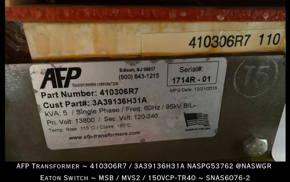 Eaton Outdoor Switch & AFP Transformer~ MSB / MVS2 / 150VCP-TR40 ~ 410306R7 / 3A39136H31A