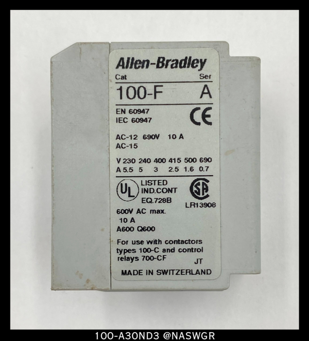 Allen-Bradley 100-A30ND3 Contactor - 30 Amp