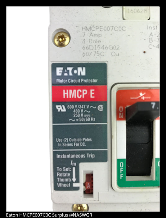 Eaton HMCPE007C0C Motor Circuit Protector - 7 Amp ~ Unused Surplus