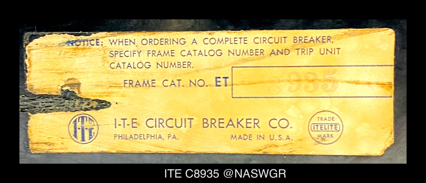 ITE Cordon C8935 Molded Case Circuit Breaker - 600 Amp