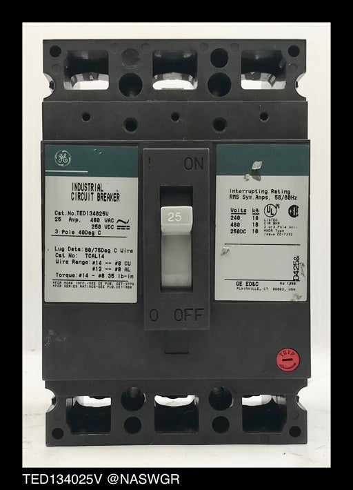 General Electric TED134025V Molded Case Circuit Breaker - 25 Amp