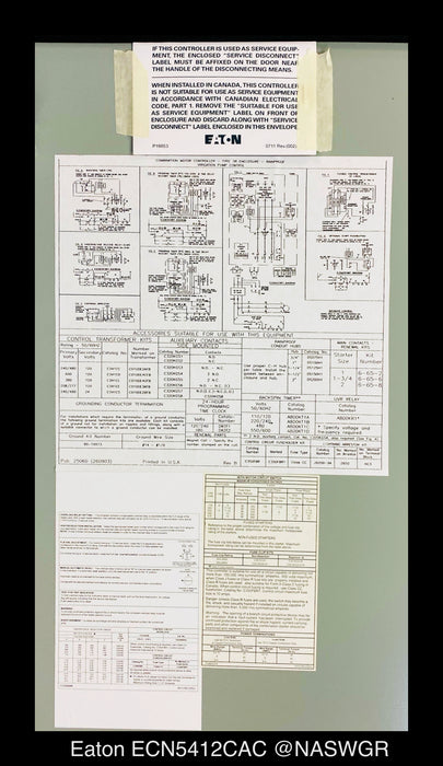 Eaton ECN5412CAC Industrial Pump Panel - 30A/SIZE1/460vAC - Unused