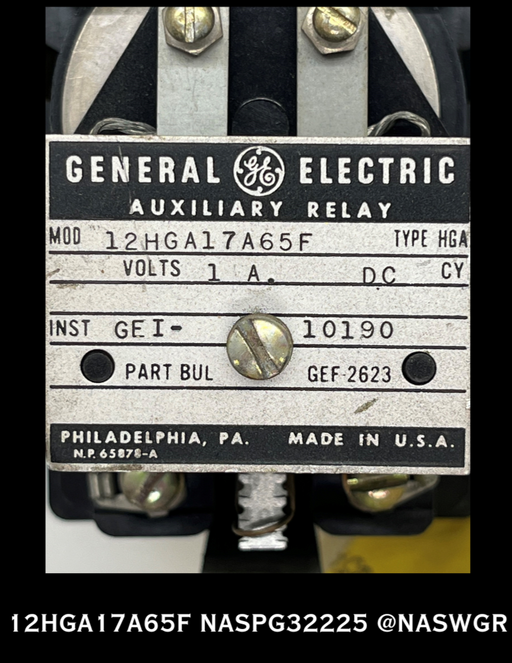 12HGA17A65F ~ GENERAL ELECTRIC 12HGA17A65F HGA AUXILIARY RELAY