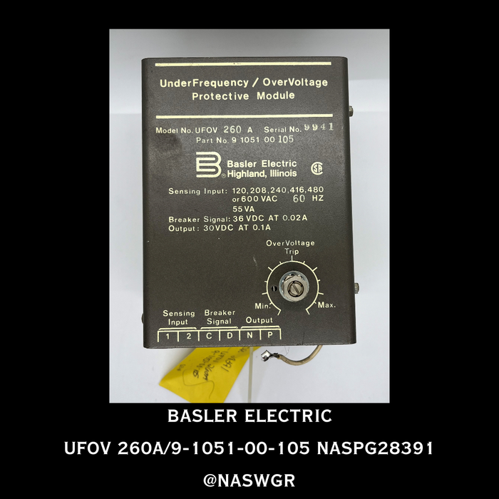 9105100105 ~ BASLER UFOV260 A UnderFrequency / OverVoltage Protective Module