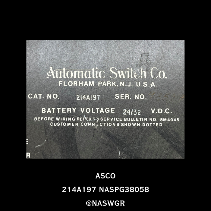 214A197 ~ Automatic Switch Company 214A197 Solid State Pre-alarm Panel