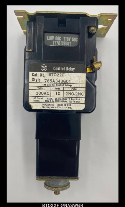 Westinghouse BT022F Control Timing Relay  - 120vAC Coil - Unused