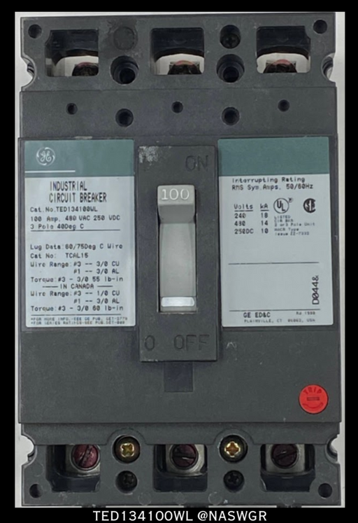 General Electric TED134100WL Molded Case Circuit Breaker - 100 Amp