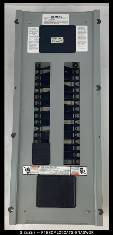 Siemens P1E30ML250ATS Unassembled Lighting Panel - 250A/480Y,277V/3P4W - Unused