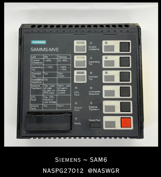 SAM6 - Siemens SAM6 - SAMMS-MVE ELECTRONIC OVERLOAD DEVICE