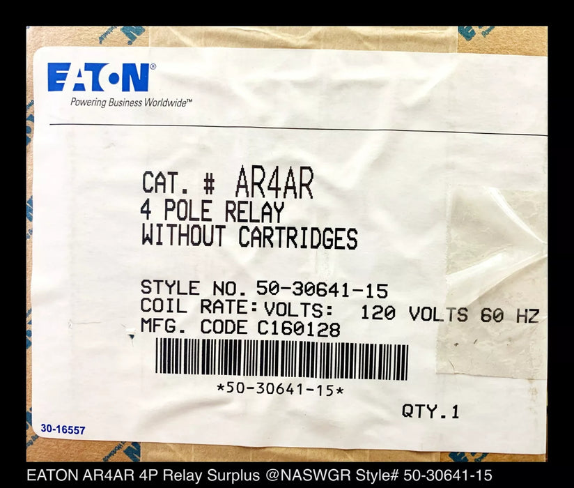 Eaton AR4AR Machine Tool Relay 50-30641-15 - Surplus