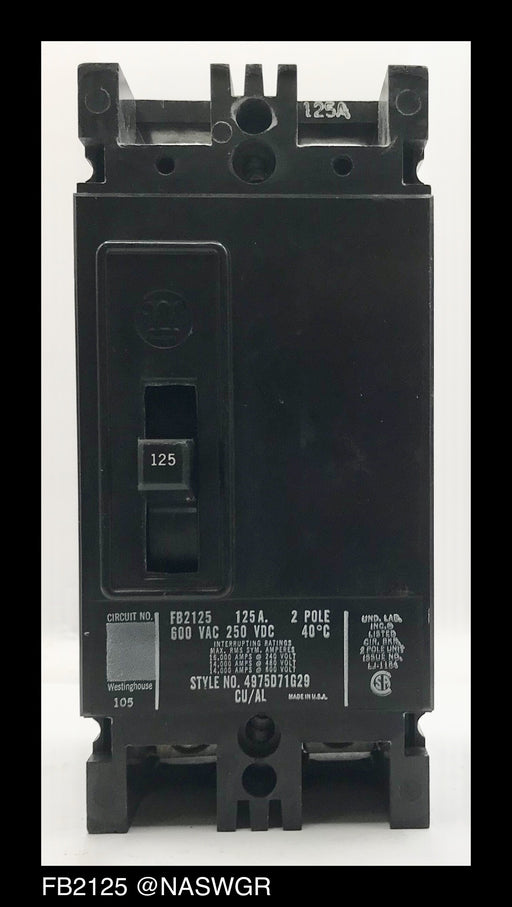 Westinghouse FB2125 Molded Case Circuit Breaker - 125 Amp