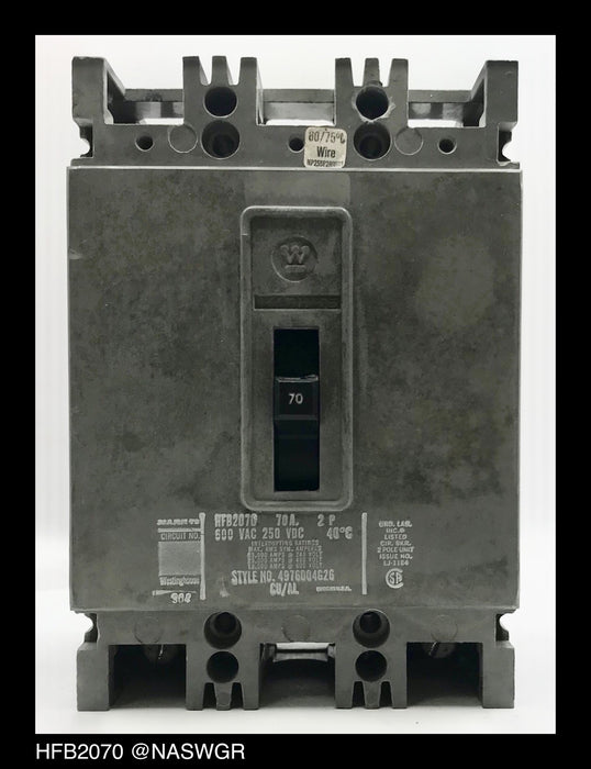 Westinghouse HFB2070 Molded Case Circuit Breaker - 70 Amp