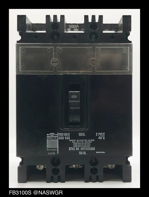 Westinghouse FB3100S Molded Case Circuit Breaker - 100 Amp