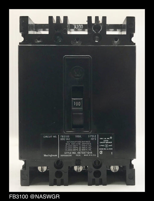 Westinghouse FB3100 Molded Case Circuit Breaker - 100 Amp