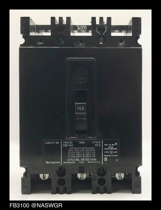 Westinghouse FB3100 Molded Case Circuit Breaker - 100 Amp