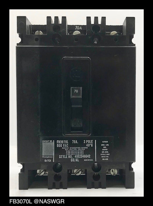 Westinghouse FB3070L Molded Case Circuit Breaker - 70 Amp