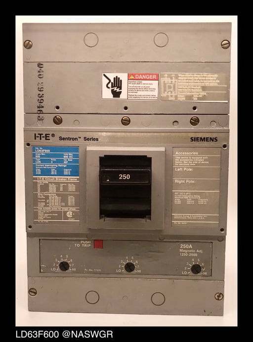 Siemens LD63F600 Molded Case Circuit Breaker ~ 250 Amp