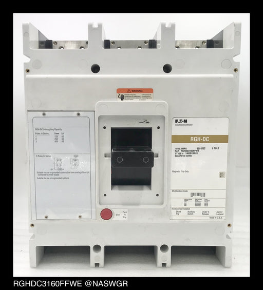 Eaton RGHDC3160FFWE Molded Case DC Circuit Breaker - 1600 Amp - Unused Surplus