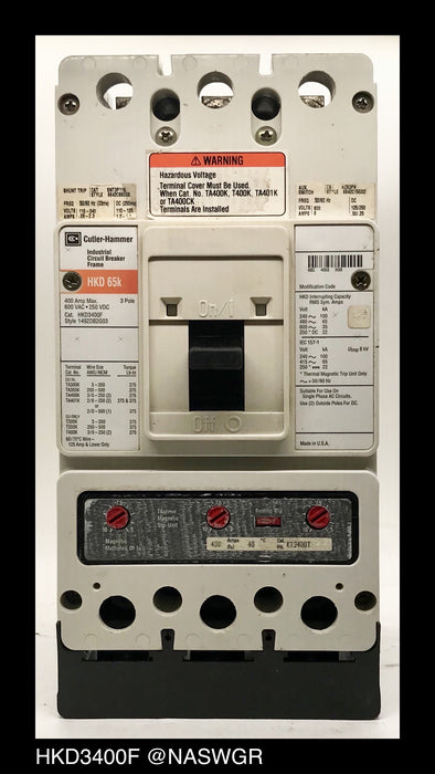 Eaton HKD3400F Molded Case Circuit Breaker - 400 Amp