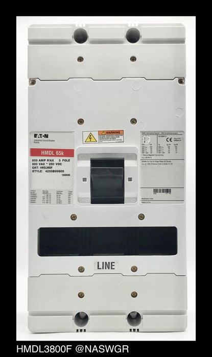 Eaton HMDL3800 Molded Case Circuit Breaker - 800 Amp - Unused