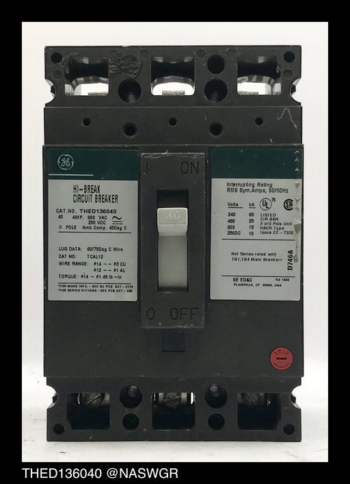 General Electric THED136040 Molded Case Circuit Breaker - 40 Amp